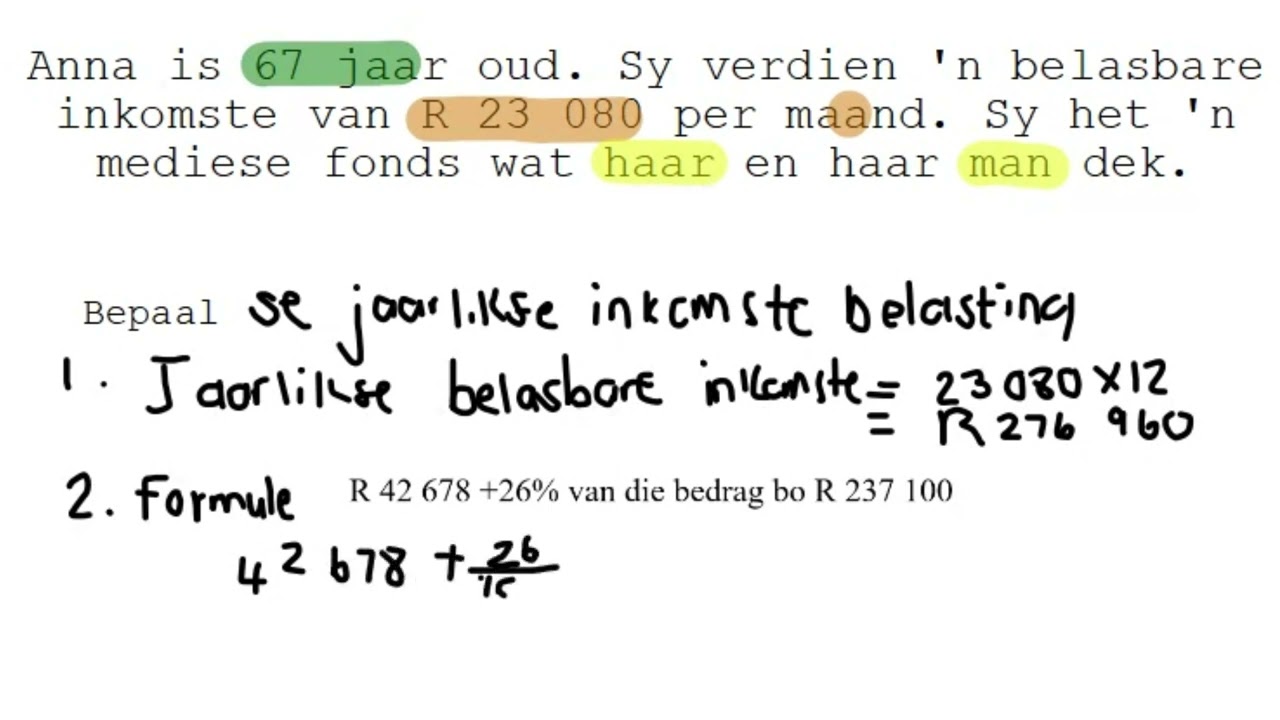 Bereken Jaarlikse Inkomstebelasting Gr12