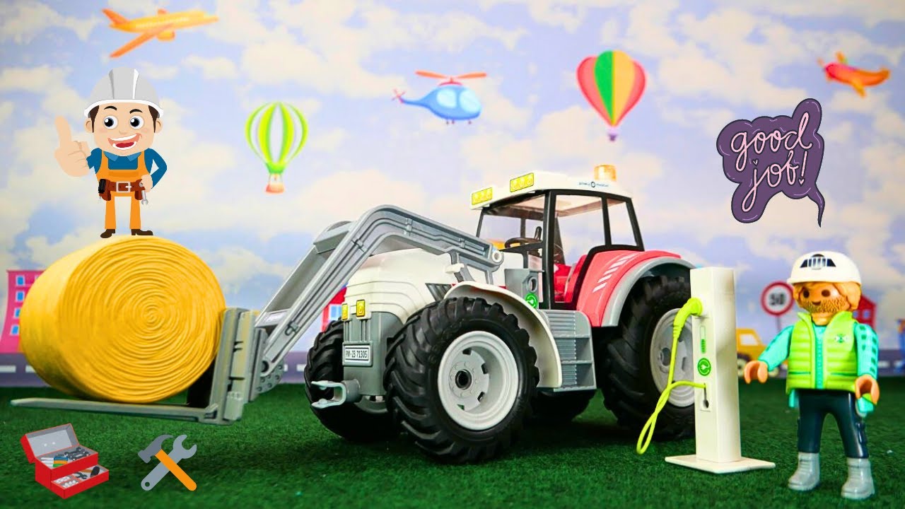 Playmobil Spielzeuge-Fahrzeuge Country Traktor  - Traktor mit aufklappbarem Dach zum zusammenbauen