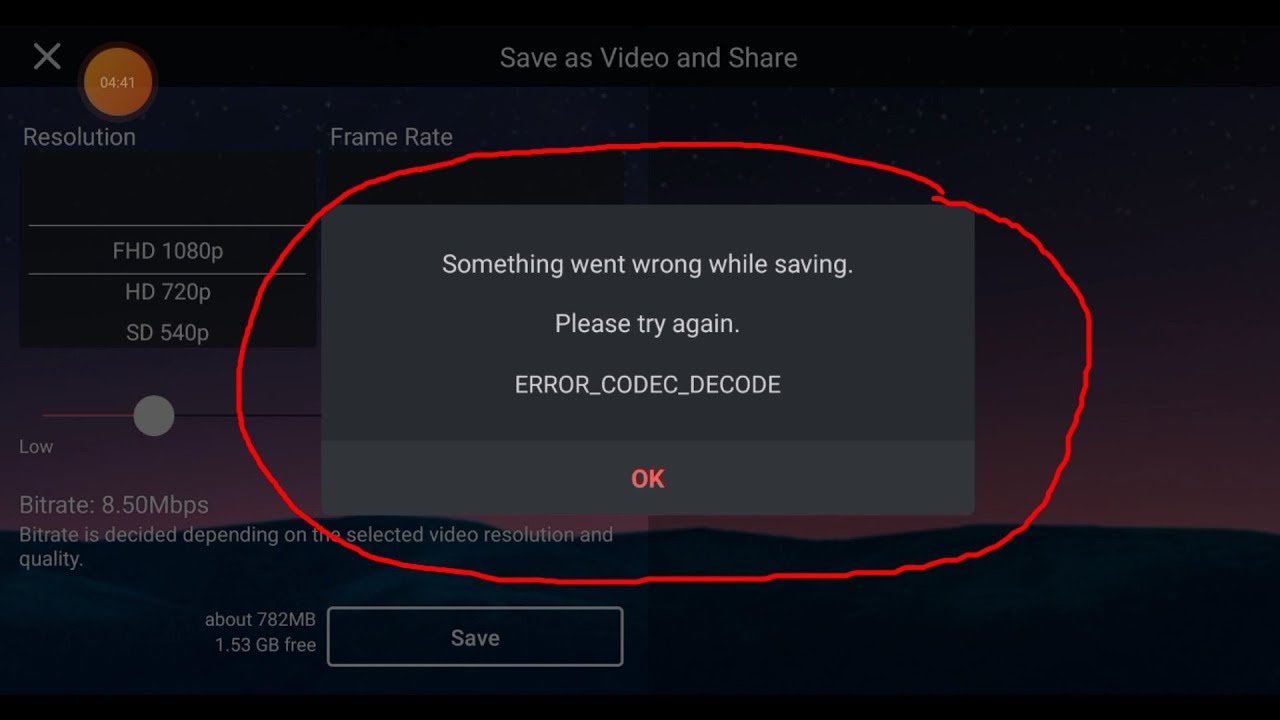 kinemaster Exporting problem | an error codec decode while kinemaster exporting | kinemaster problem