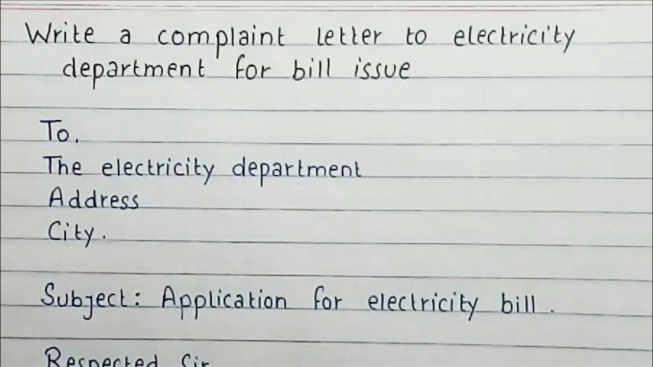 Write a complaint letter to electricity department for Bill issue | Complaint letter