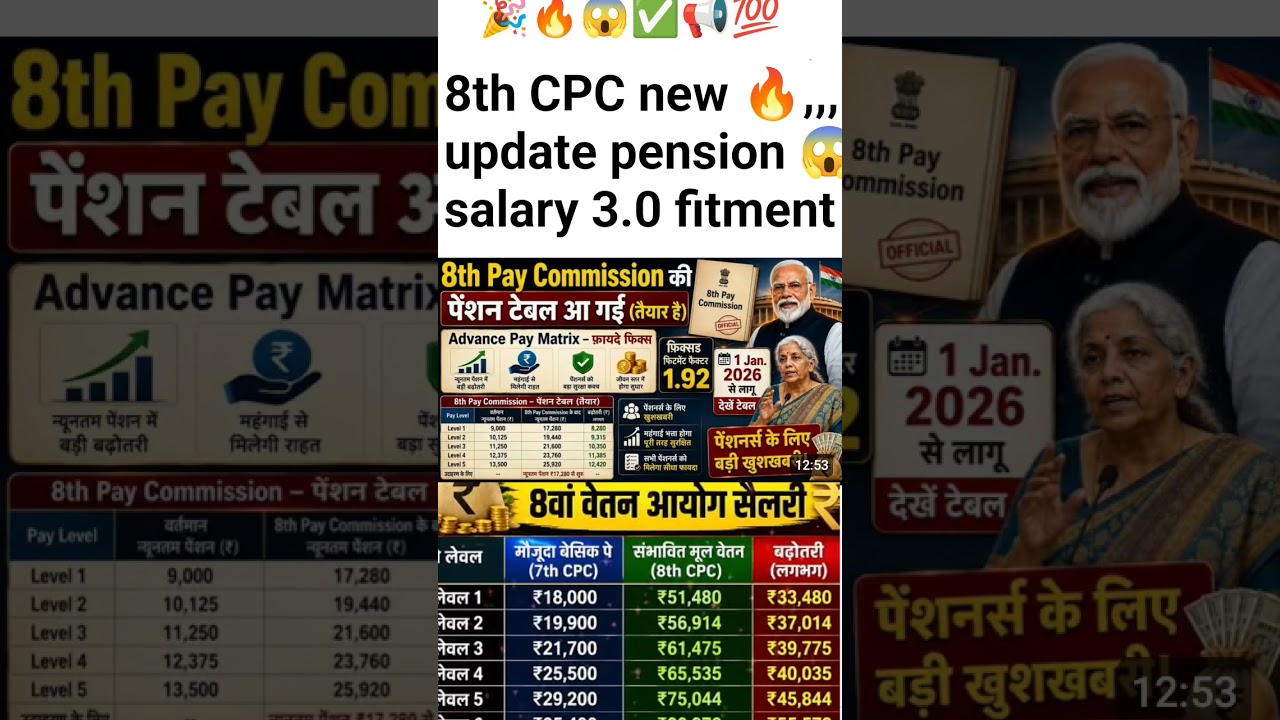 होगी सैलरी 8th CPC 3.0, 1.92 final 💸new update! 😱✅💸 #Shorts#salery