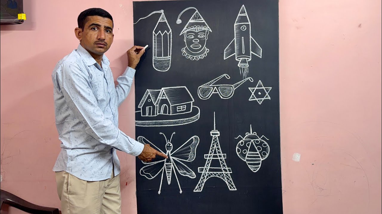 Drawing tutorials for beginners || easy black board art ||🎨|| #easyart #drawing #blackboard