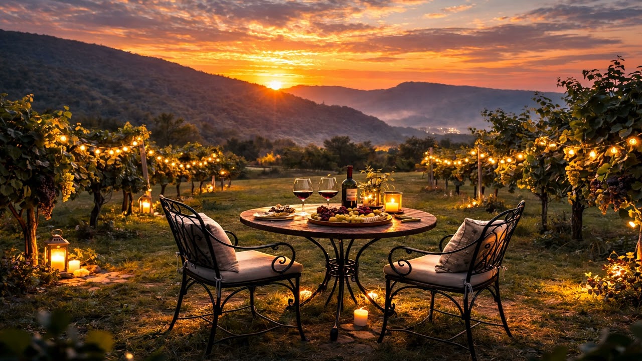 Bağ Evinde Gün Batımı Ambiyansı 🍷 Akşam Rüzgarı ve Doğa Sesleri | 3 Saat Rahatlatıcı Atmosfer