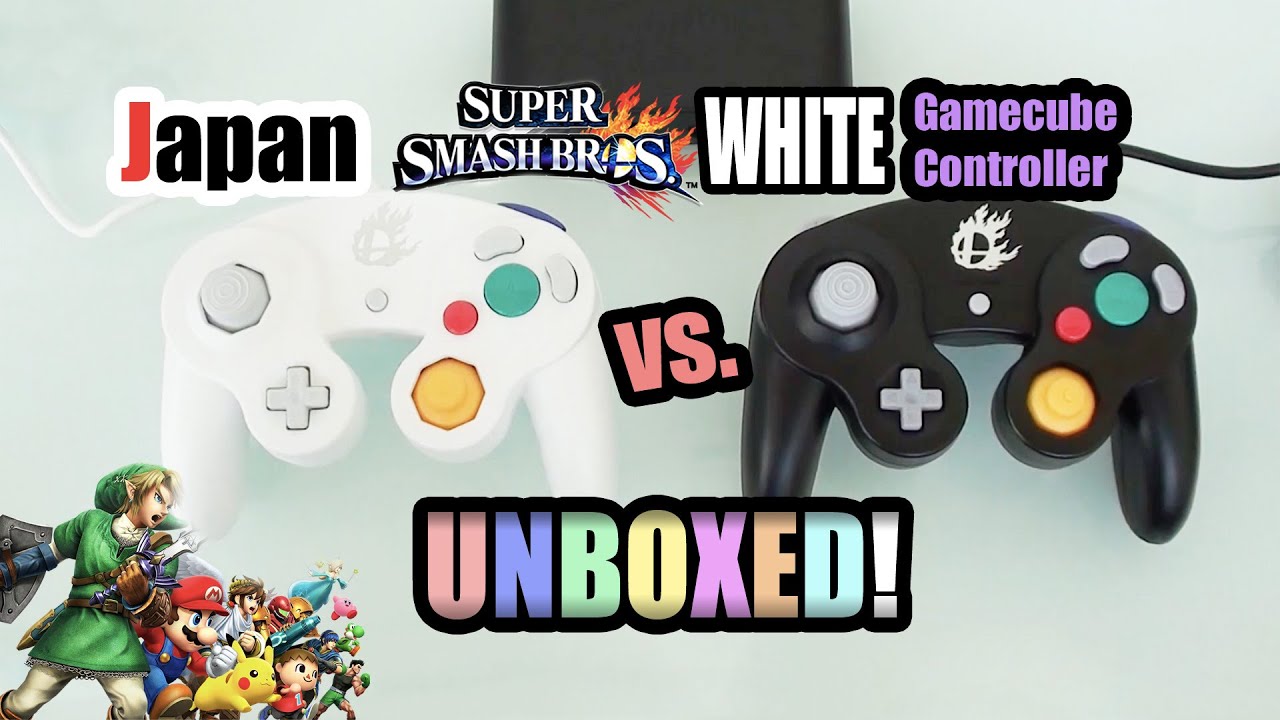 [Smash Bros.] White GameCube Controller  UNBOXED! + Multi-tap adapter & black controller