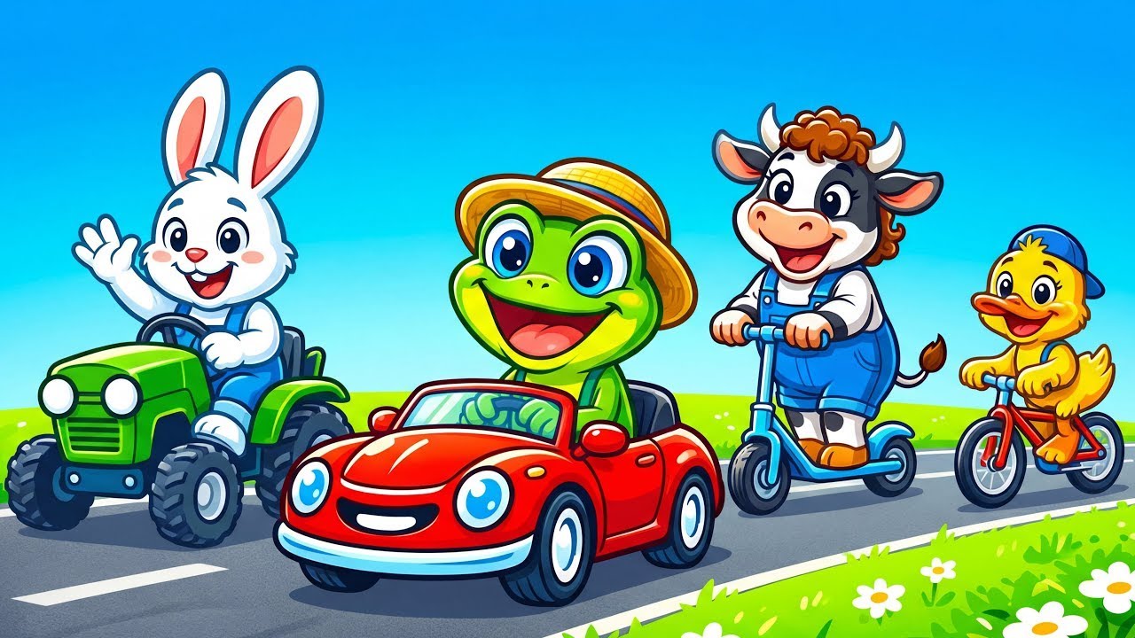 🐸🎵 NAJLEPSZE wesołe piosenki dla dzieci – SUPER KOLAŻ z wesołymi żabami i samochodami 🚙 Mix 🐥