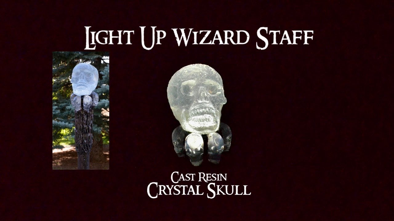 Light Up Cast Resin Crystal Skull Wizard Staff with mini skulls 09/22/25