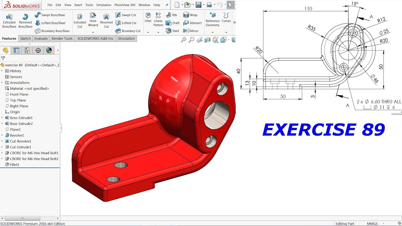 SolidWorks Tutorial for Beginners exercise 89