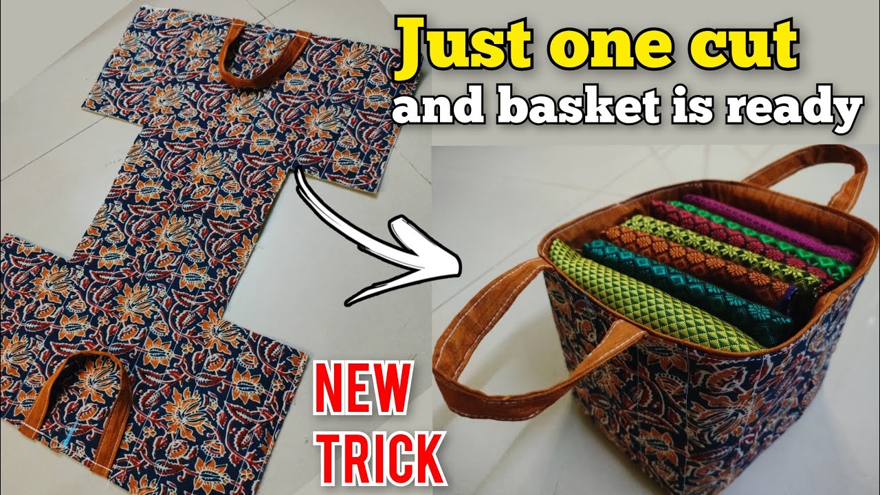 Just one cut and Storage Basket is ready | DIY storage bag Easy method/ bag making at home/ tote bag