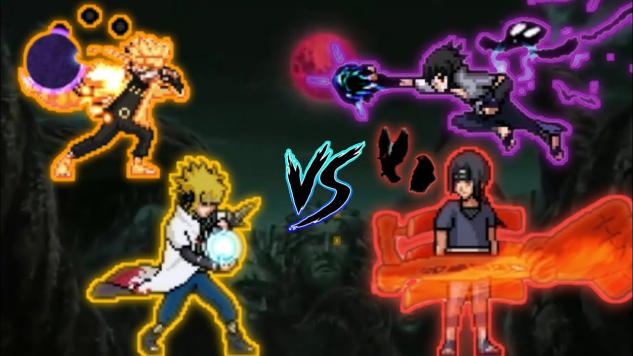 Minato Hokage & Naruto(All Form) VS Itachi Uchiha & Sasuke Indra V2 in Jump Force Mugen🔥