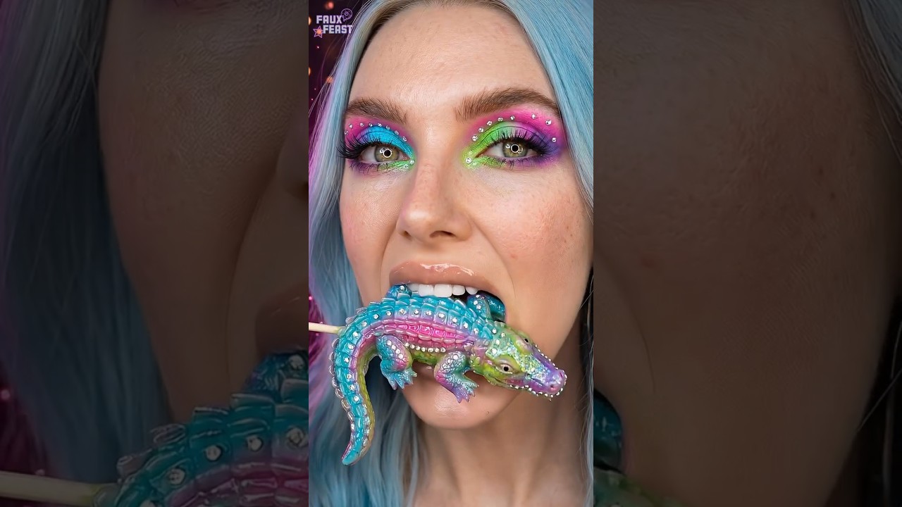 Let's eat a RAINBOW CROCODILE CANDY! 🐊🌈 Oddly Satisfying ASMR