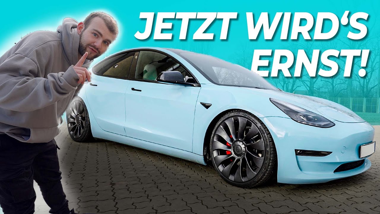 Jetzt wird's tiefer! KW Fahrwerk mit H&R Stabilisator für @Techniklike im Tesla Model 3!