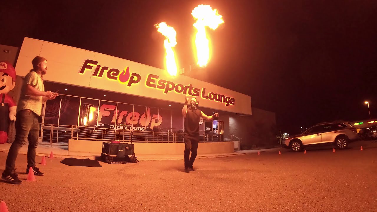 Epic Fire Staff Spinning At Fire Up E-Sports Lounge