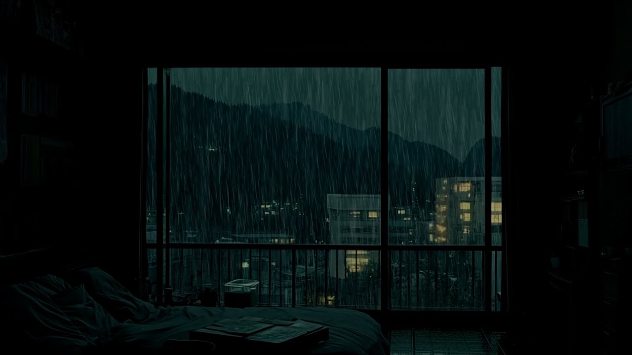 Heavy Rain Sounds in a Dark Bedroom | City Ambience for Deep Sleep & Stress Relief (2026)