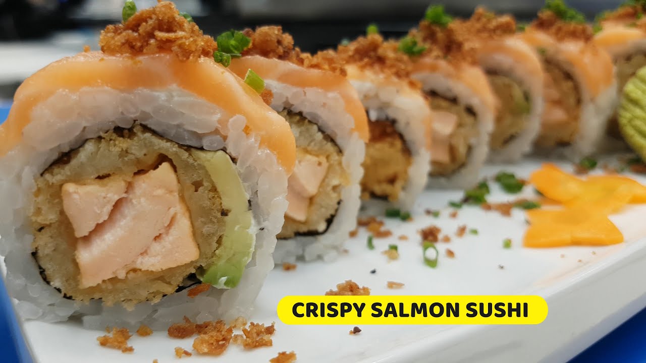 Crispy Salmon Sushi Roll II Deep Fried Salmon Sushi II Tempura Sushi