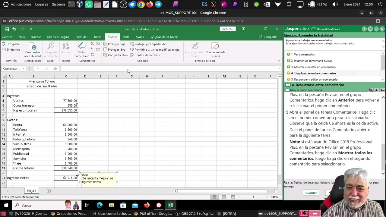 jasper excel2019 expert L4E5 usar comentariosen2019