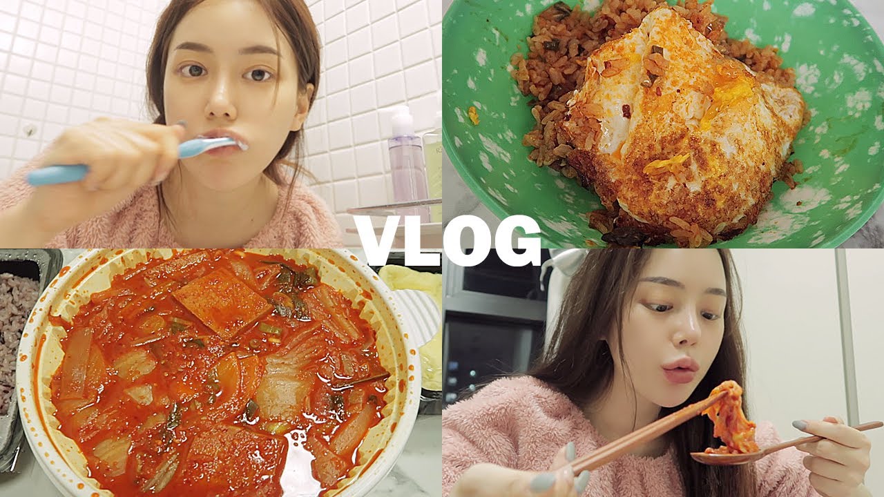 [자취생브이로그] 배달만 시켜먹는 귀차니즘 일상 (스팸김치찜/차돌김치볶음밥/고추짬뽕/치즈김치전/간장계란밥/치즈야채곱창)