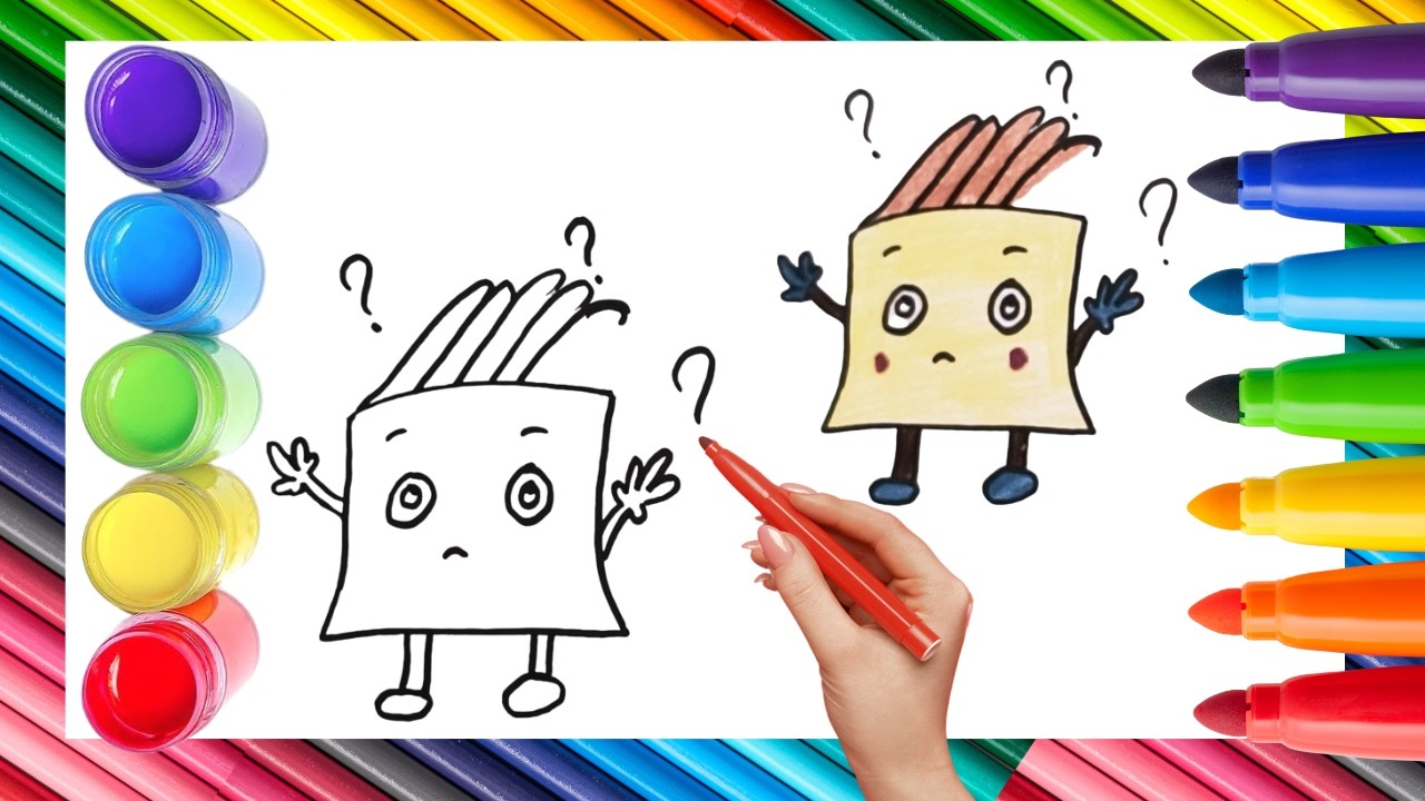 How To Draw cute Bread Drawing, Painting & Coloring For Kids and Toddlers_ Child Art 🐋🌈🎨