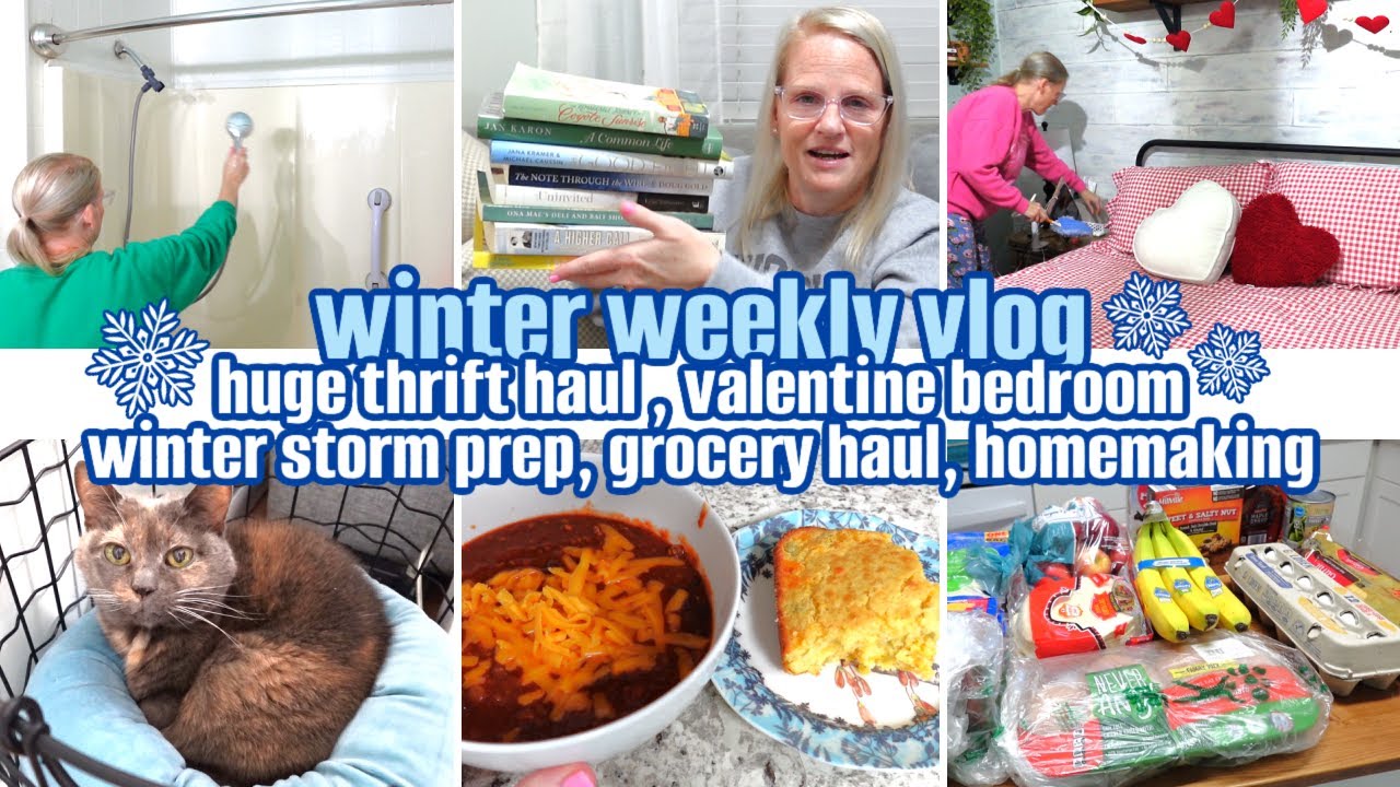 HUGE THRIFT HAUL, VALENTINES BEDROOM, WINTER STORM PREP, GROCERY HAUL, HOMEMAKING / WINTER VLOG 2026