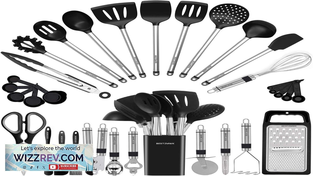 Kitchen Utensil Set Silicone Cooking Utensils 33 Kitchen Gadgets & Spoons for Nonstick