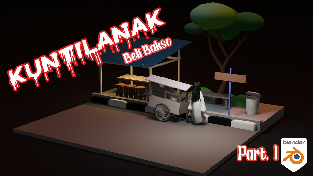 Kuntilanak beli Bakso | Blender 3D Modeling #blender #blender3d #blendertutorial