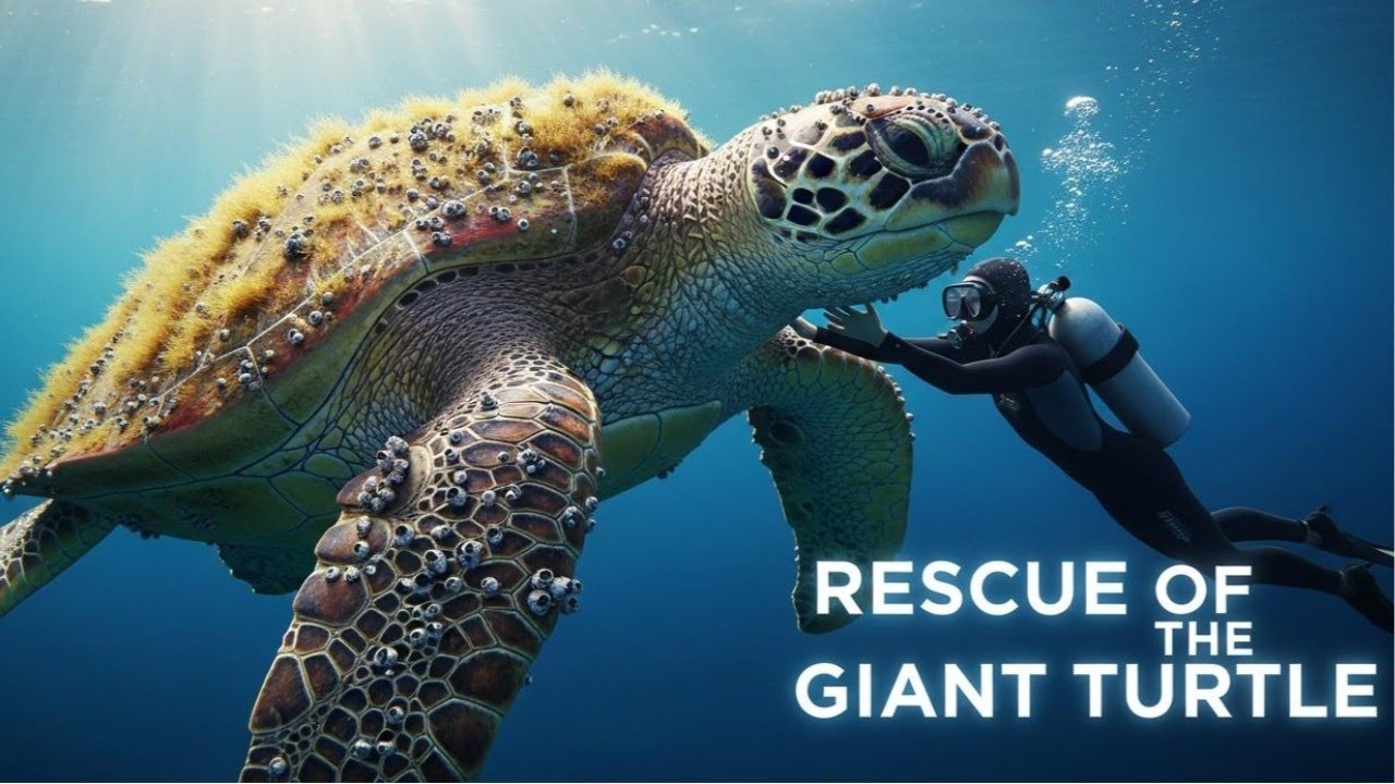 RESCUE GIANT TURTLE INFECTED WITH PARASITES - ENTHUSIASTIC RESCUE TEAM SAVED THE TURTLE#animalrescue