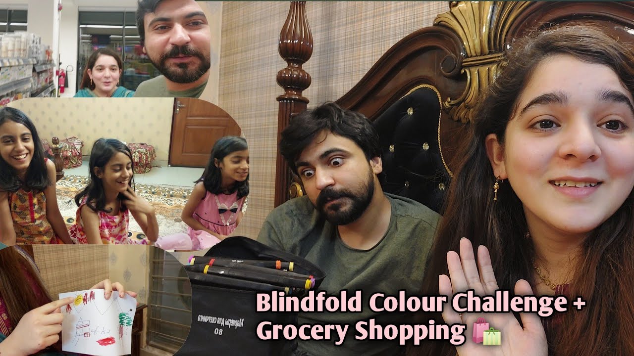 Blindfold Colour Challenge | Grocery Shopping 🛍 🛒  | Family Entertainment Vlogs
