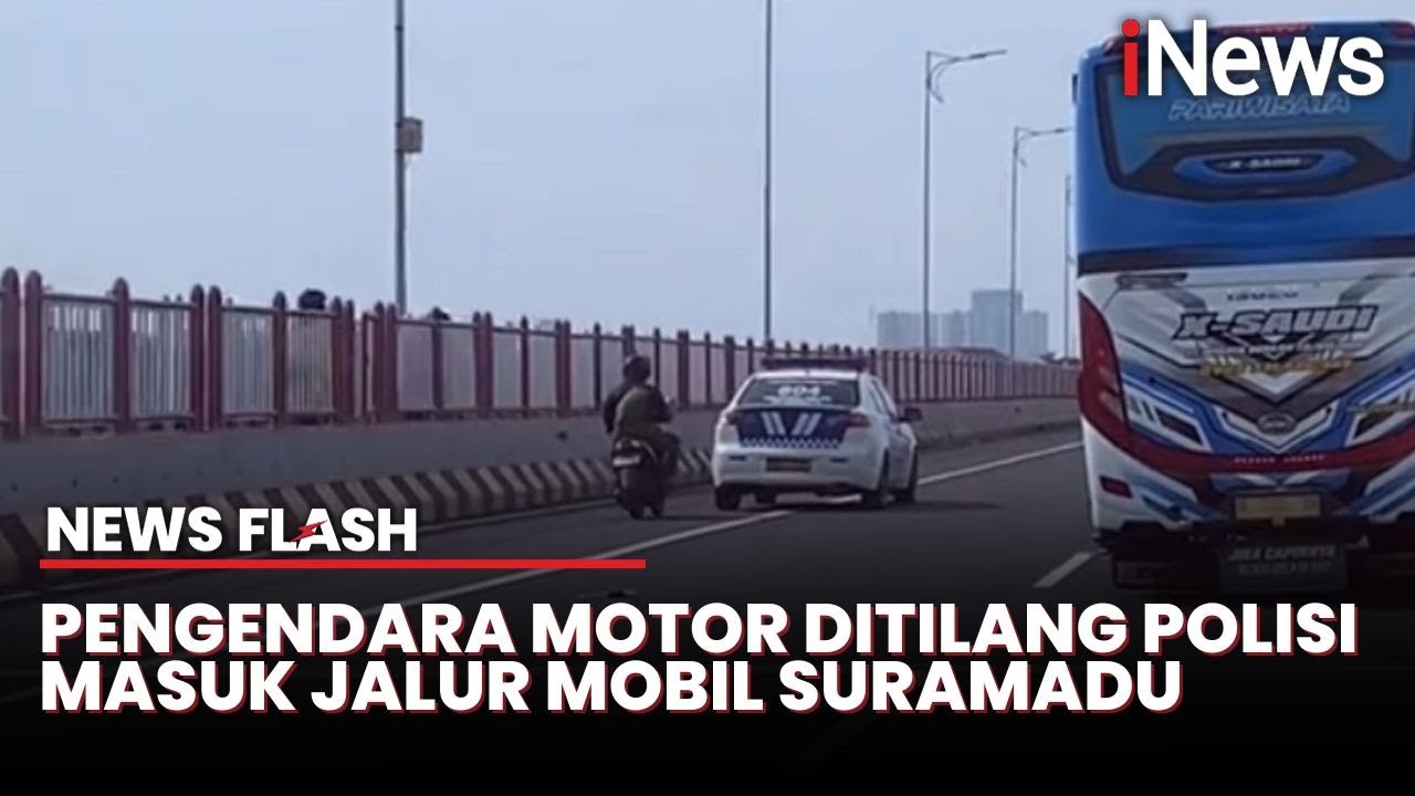 Pemotor Nekad Masuk Jalur Roda 4 di Jembatan Suramadu, Terima Tilang dari Polisi | News Flash