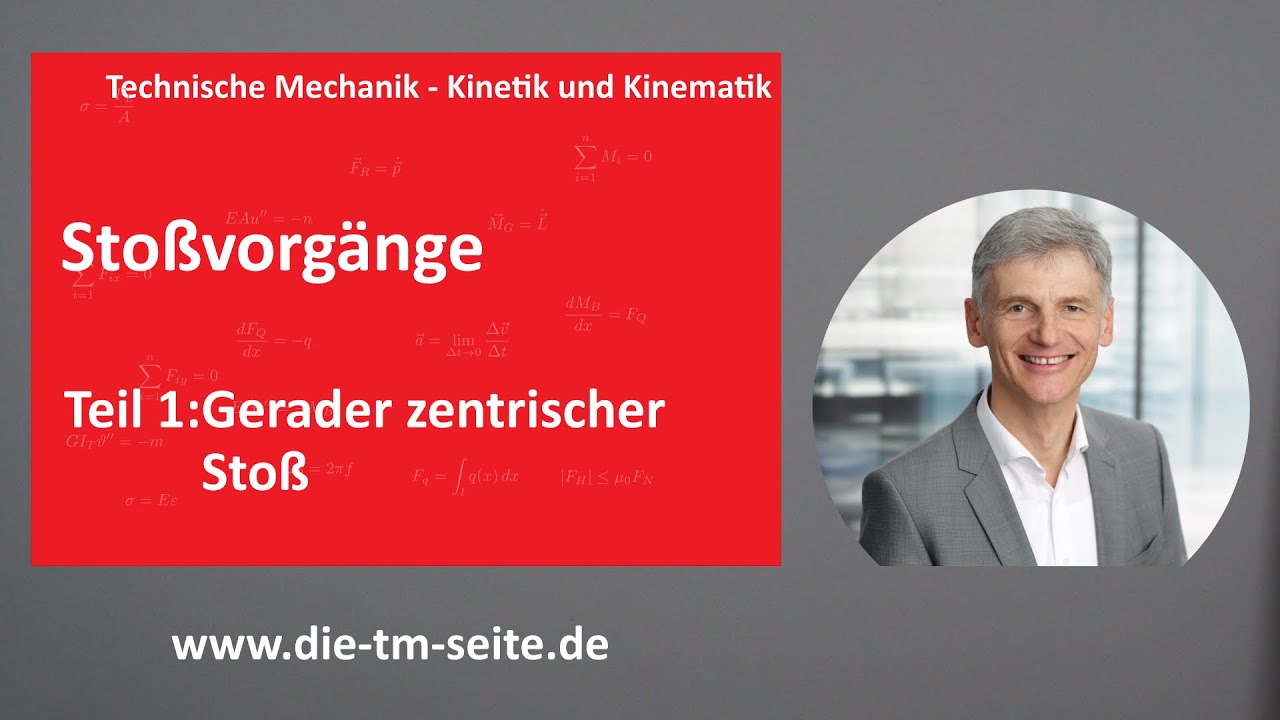 Kinematik und Kinetik, Stoßvorgänge, Gerader zentrischer Stoß