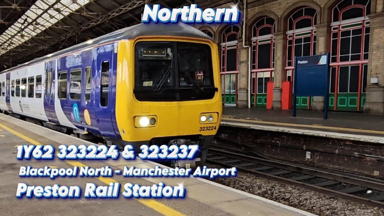 Northern 323224 & 323237 Run 1Y62 Blackpool North To Manchester Airport At Preston Station