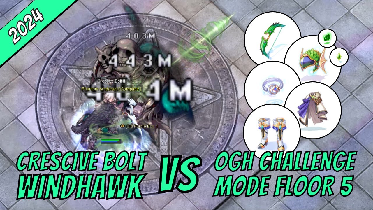 iRO Chaos - Crescive Bolt Windhawk - OGHCM Floor 5 - Thanatos Set Damage Test (2024)