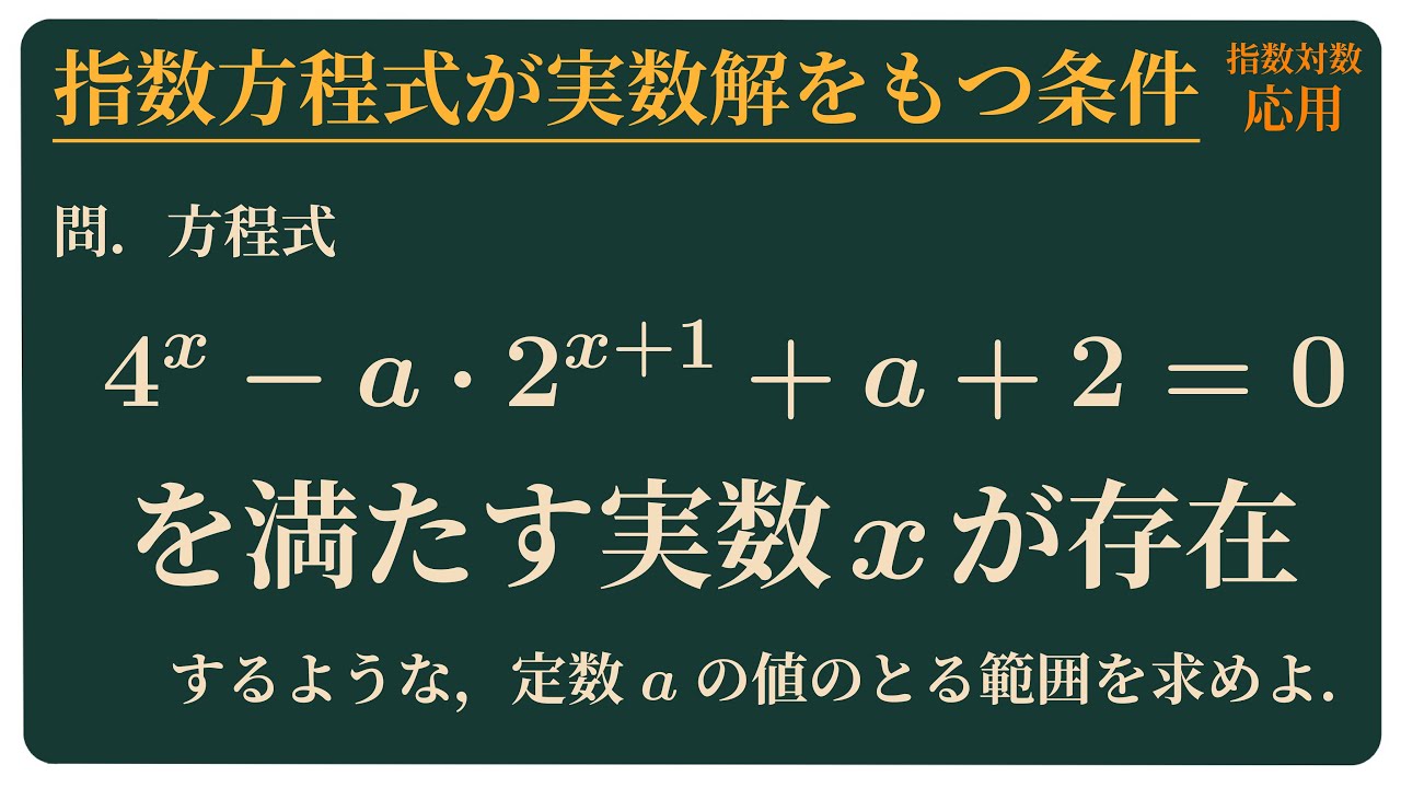 指数方程式が実数解をもつ条件