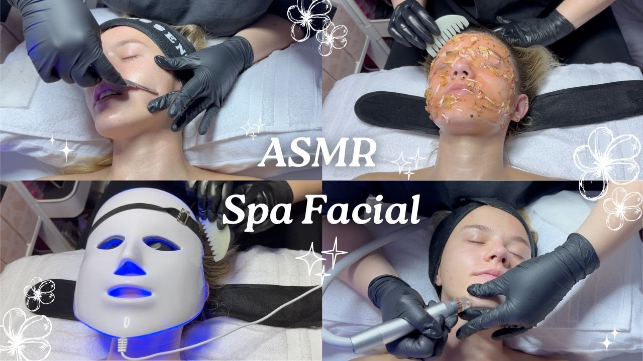 ASMR Getting A 1h+ Facial 🧖🏻‍♀️✨🌿 (dermaplaning, jelly mask, jade comb, high frequency wand, etc)