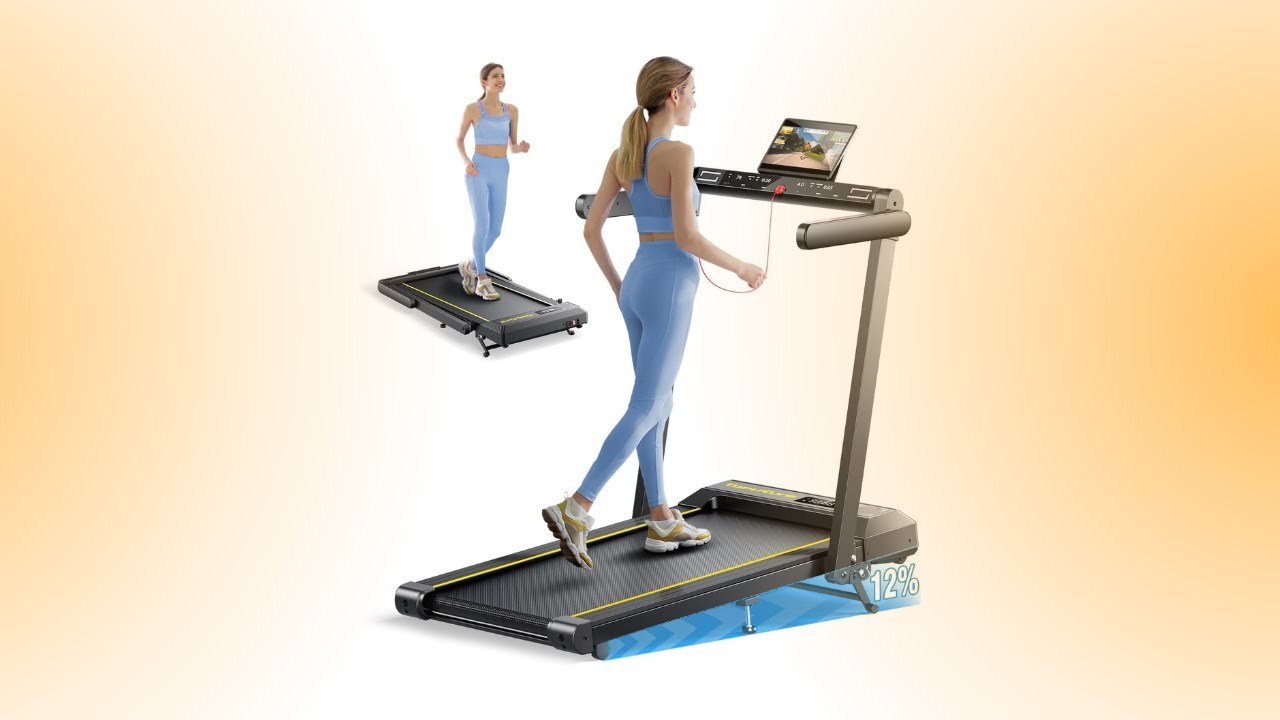 TOPUTURE 1 12% Inclinación Cinta de Correr Plegable, 6 en 1 Cinta de Correr