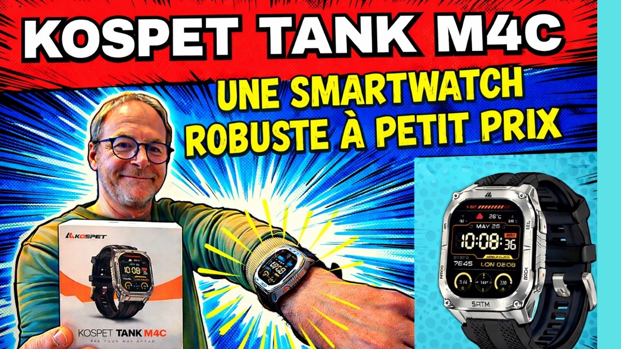 Test montre KOSPET TANK M4C : Véritable montre outil, éclairage LED, appels et batterie longue durée
