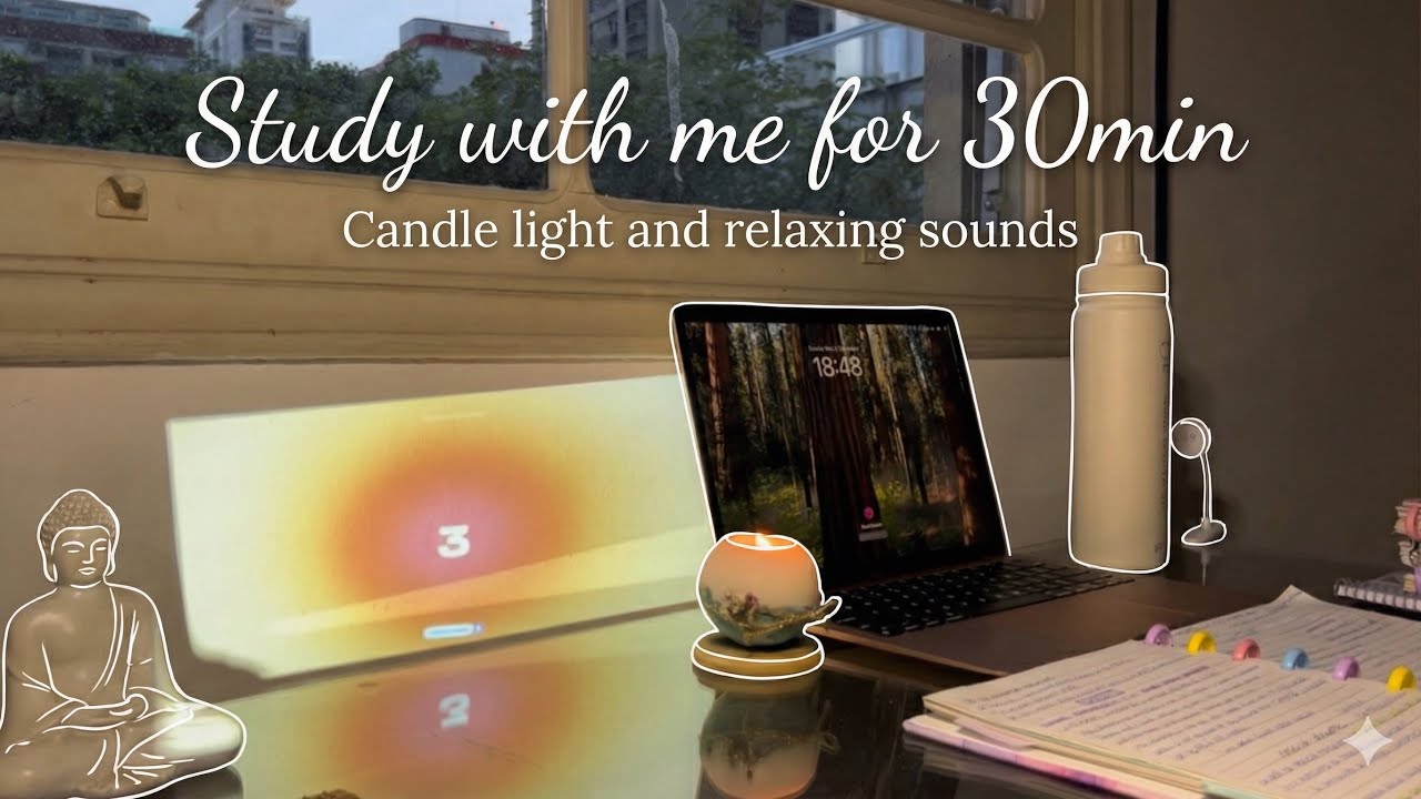 Study with me: 30 minutes of concentration on questions by candlelight 