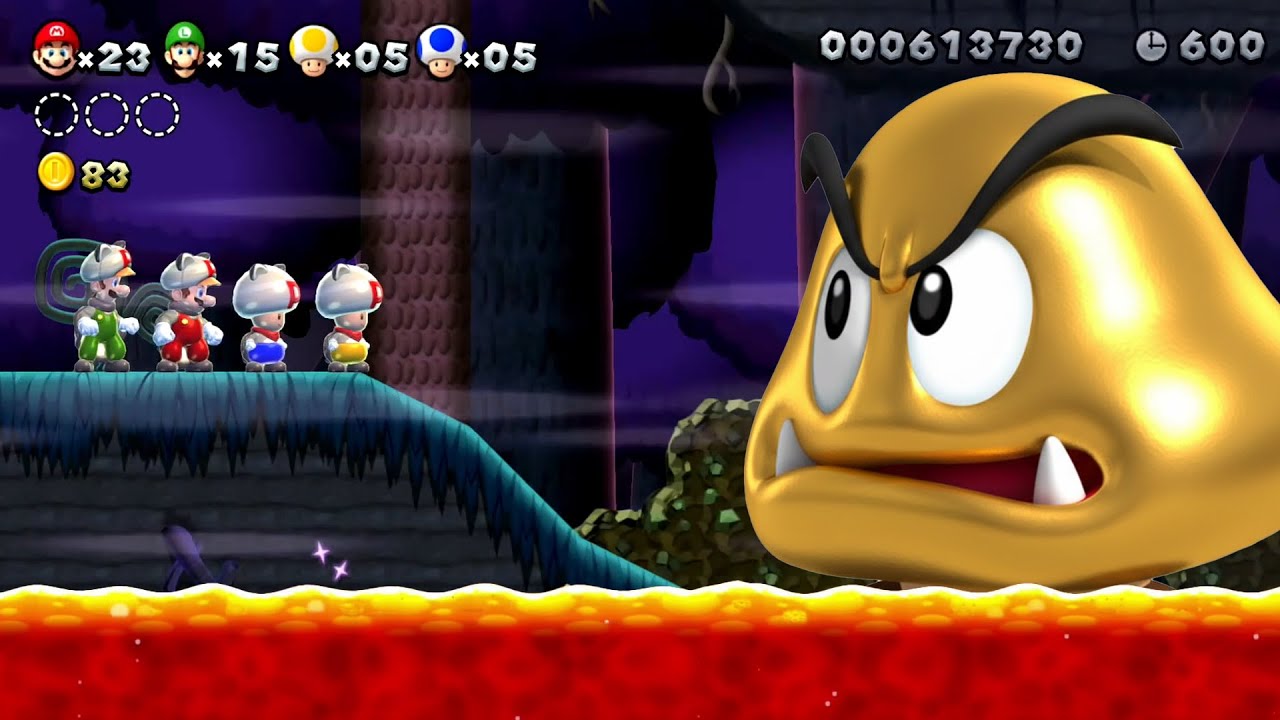 New Super Mario Bros U (Cloudy) – 4 Players Co Op Walkthrough #3