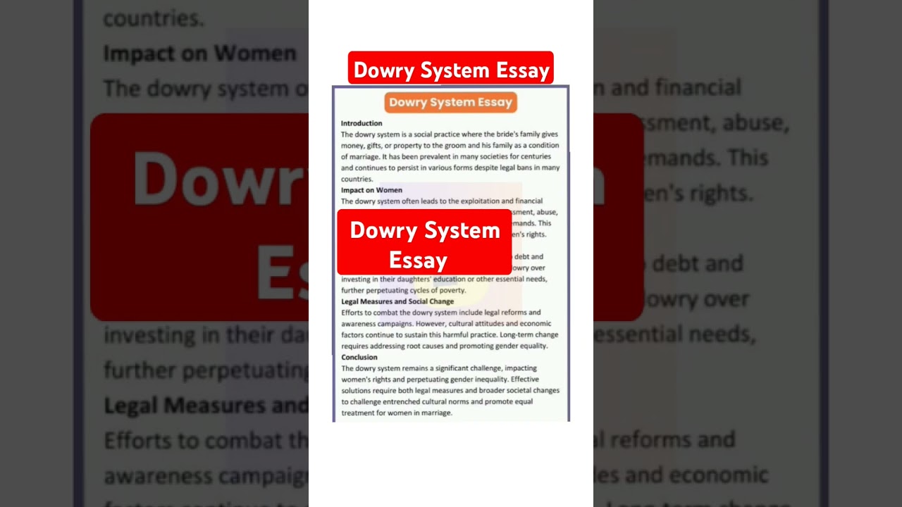 🔴 Dowry System Essay In English | Essay On Dowry System Dowry System Essay