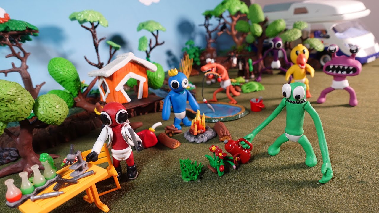 DIY | Baby RAINBOW FRIENDS go camping trip - Polymer Clay Diorama