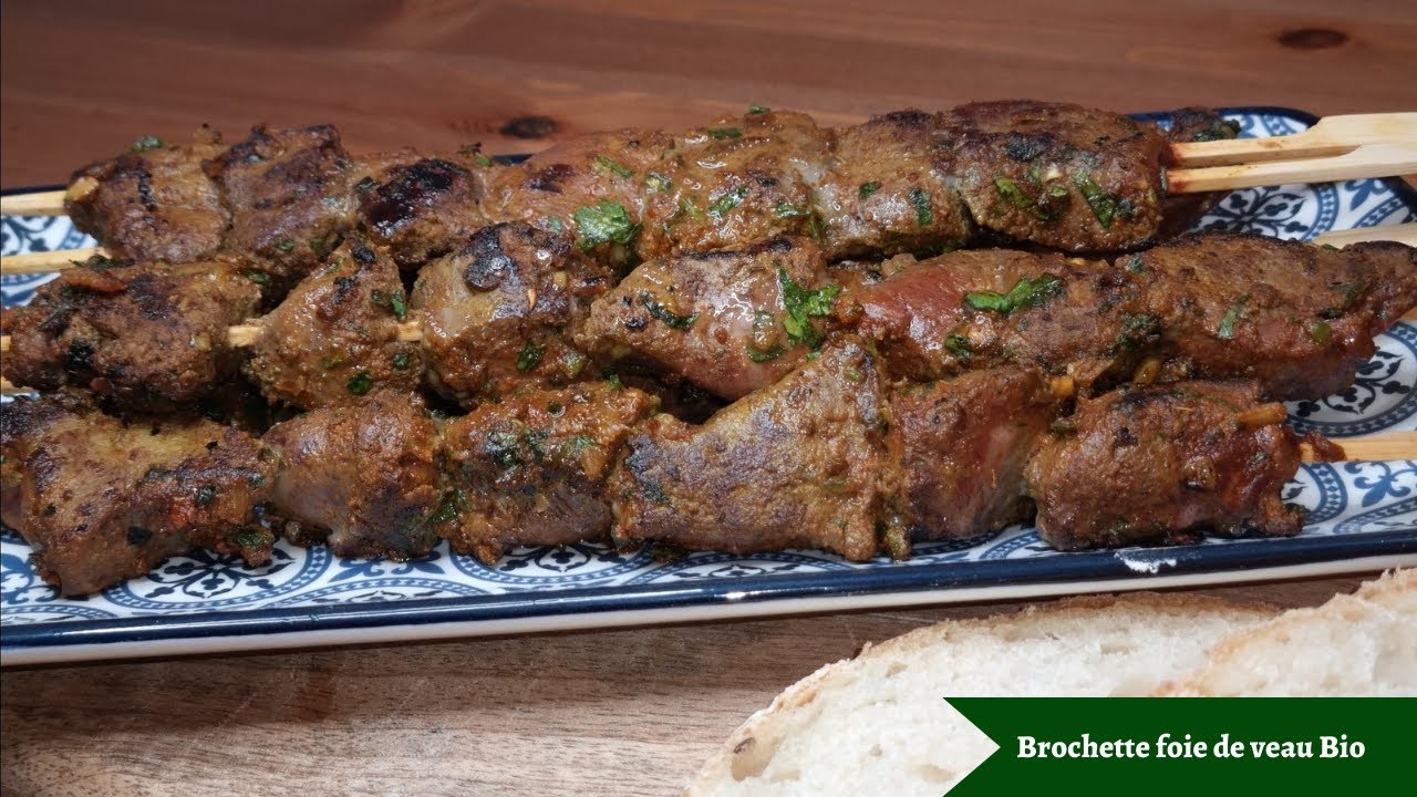 Brochette foie veau bio |  kalfslever brochette | organic veal liver skewer | كباب كبد العجل العضوي