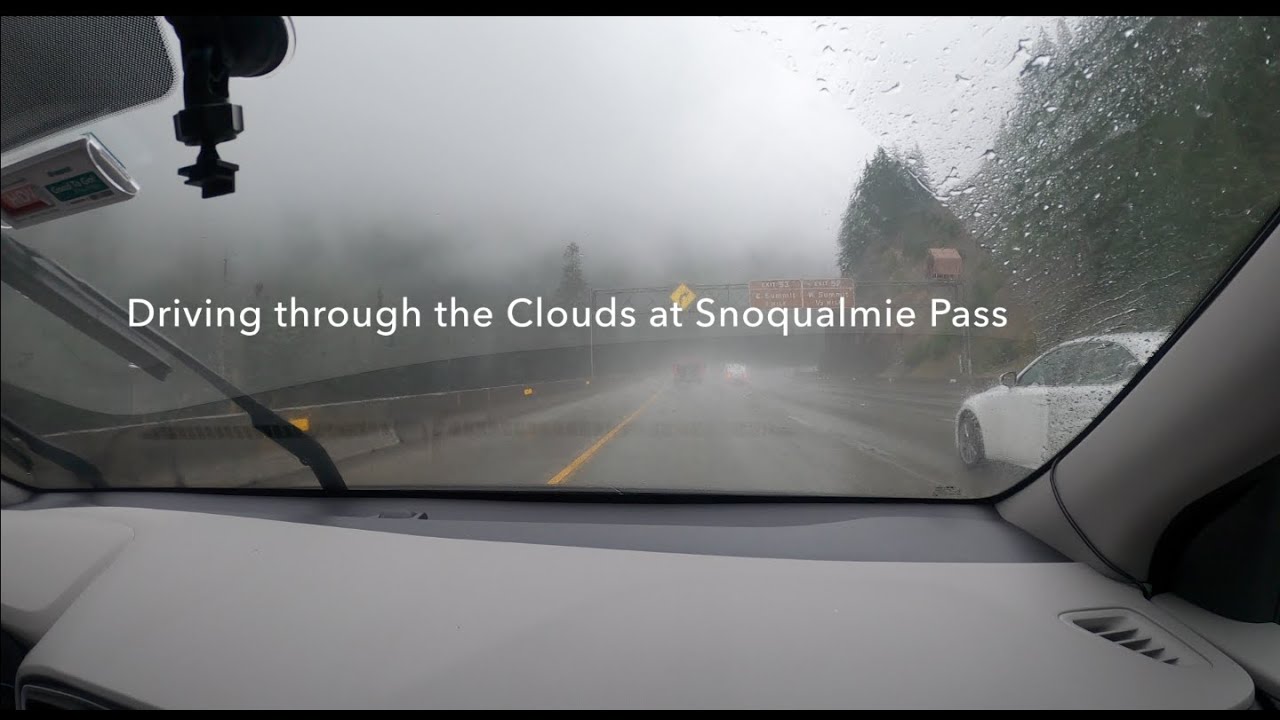 Driving through the Clouds at Snoqualmie pass - 4K Video - I90 Seattle to Spokane - Washington.