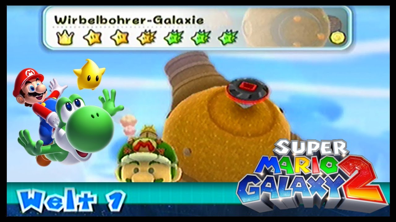 Super Mario Galaxy 2 /3 Welt 1 /3 Wirbelbohrer-Galaxie +Grünsterne