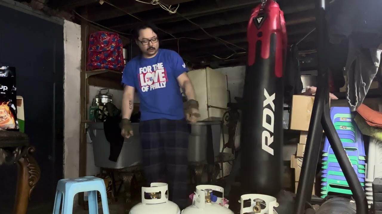 Weight lifting gloves on punching bag 