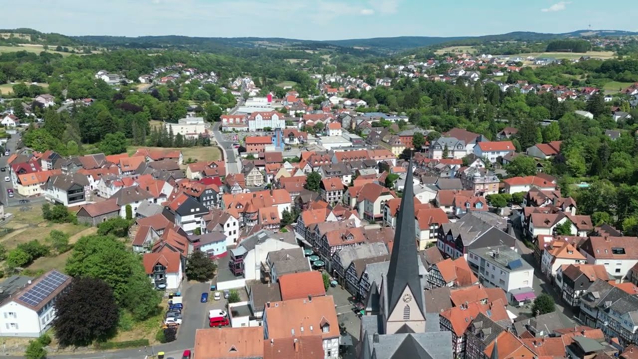 Drone Flight over the town of Schotten/ Vogelsberg Region.