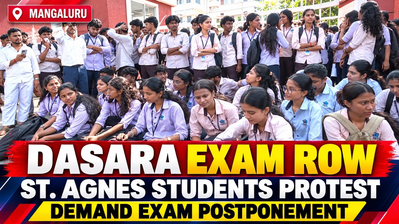 DASARA EXAM ROW: ST. AGNES COLLEGE STUDENTS BOYCOTT SEMESTER EXAMS, PROTEST IN MANGALURU