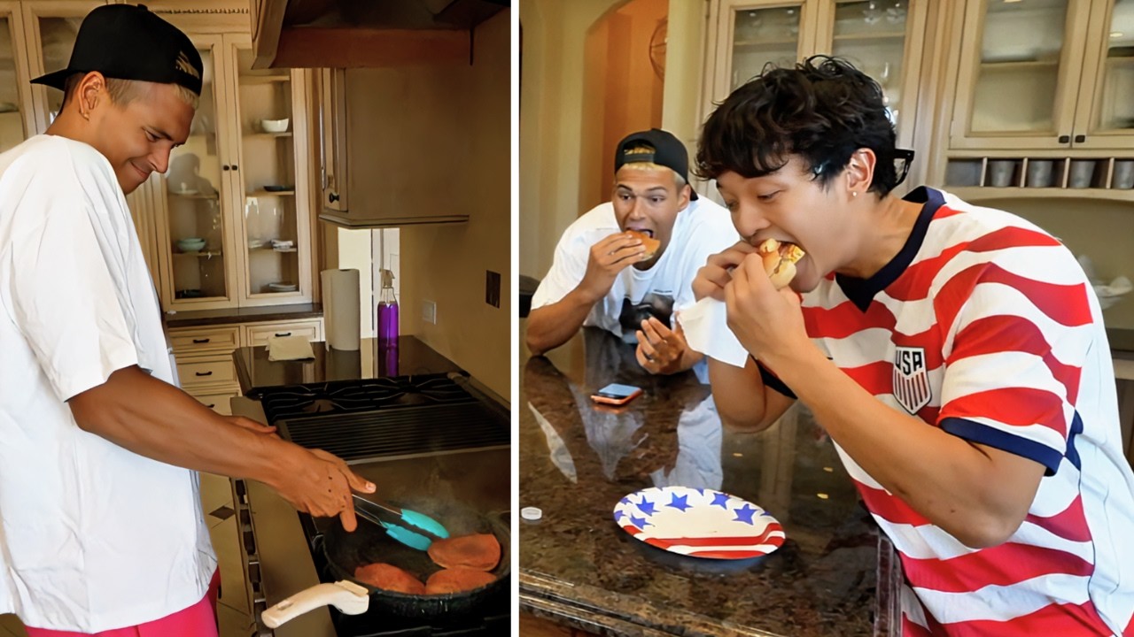 Marlon Grills Burgers For CORE Boys!