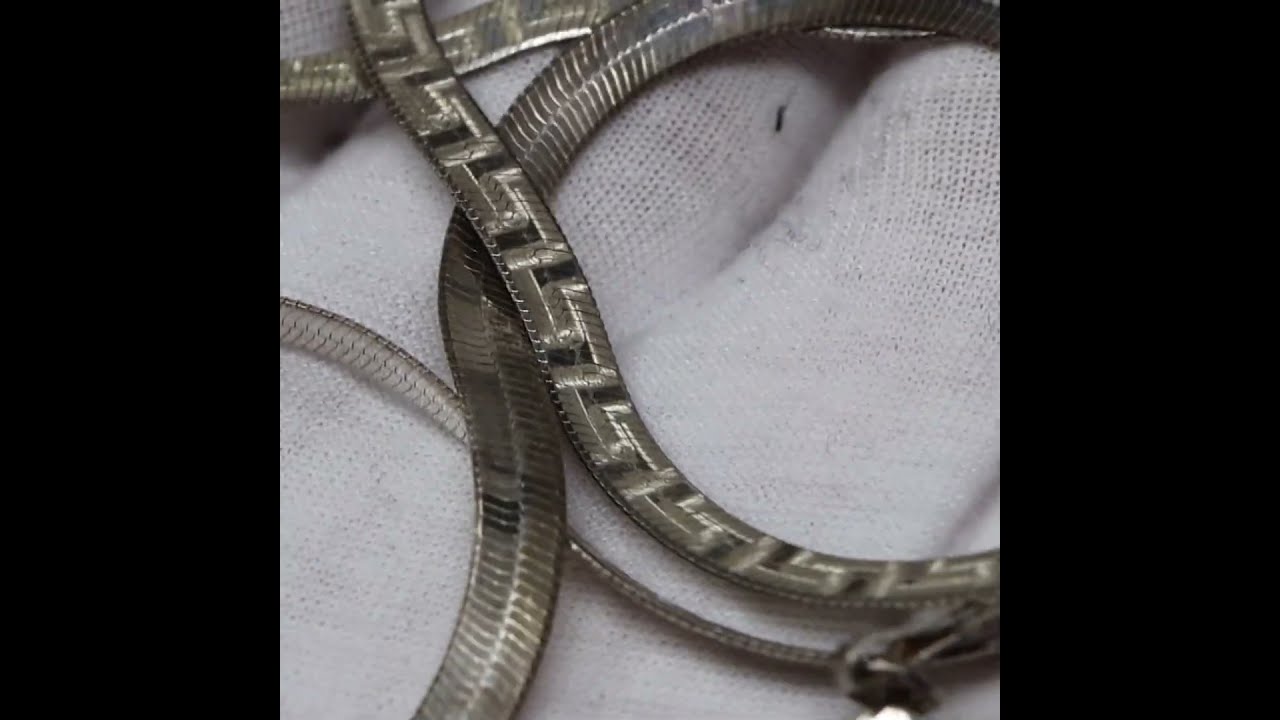 Necklace and Bracelet Set Greek Key Pattern Used Italian 925 Silver.