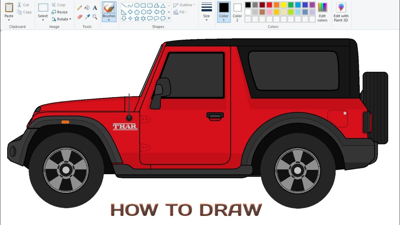 Mahindra Thar Drawing Tutorial | Car Drawing Tutorial | Step by step Tutorial.