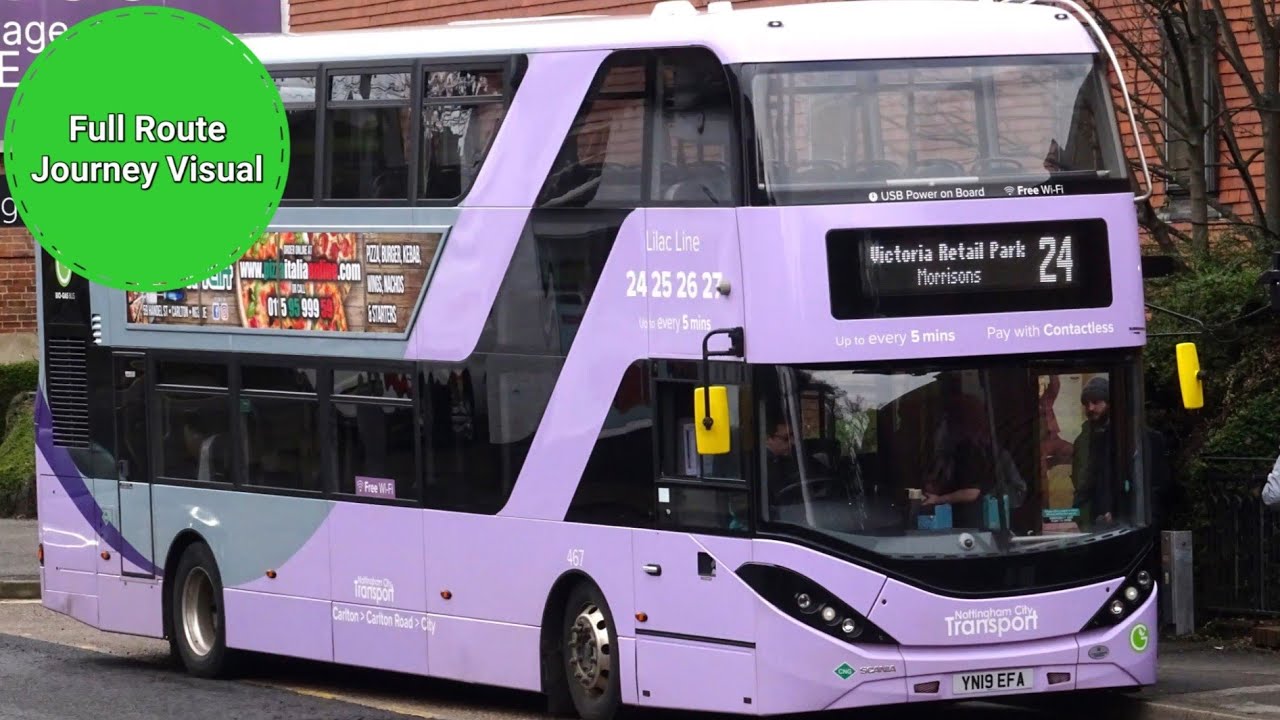 NCT Lilac Line 24 Full Route Journey Visual- City to Victoria Retail Park, Morrisons | YN19EFA 467