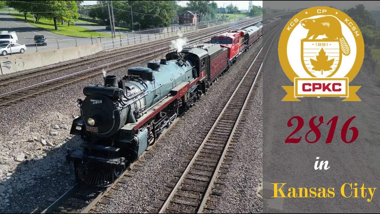 CPKC 2816 "The Empress" arriving at Kansas City with CPKC 9375!