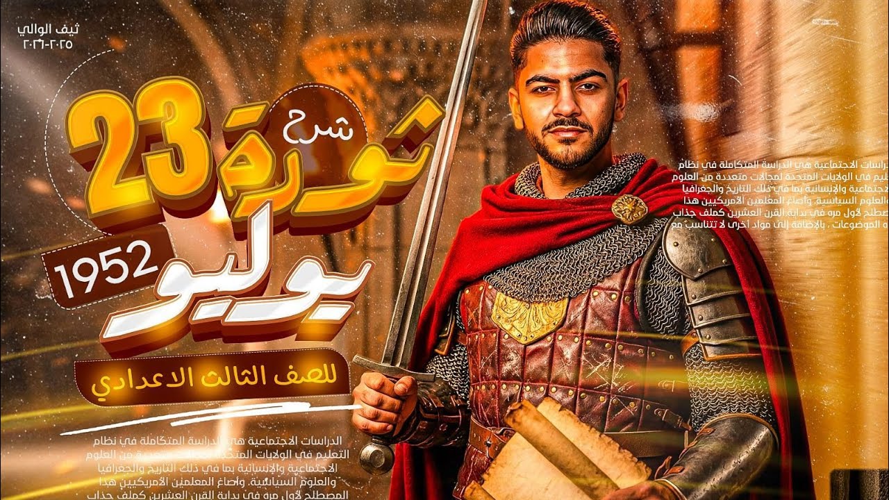 دراسات تالتة اعدادي تاريخ اول درس الترم الثاني 2026 | شرح ثورة 23 يوليو 1952 | الصف الثالث الاعدادي 